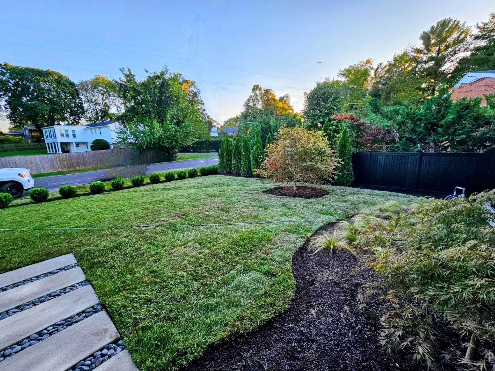 Fresh sod installation on a residential lawn in Rose Hill Kansas by Prestige Lawn Care